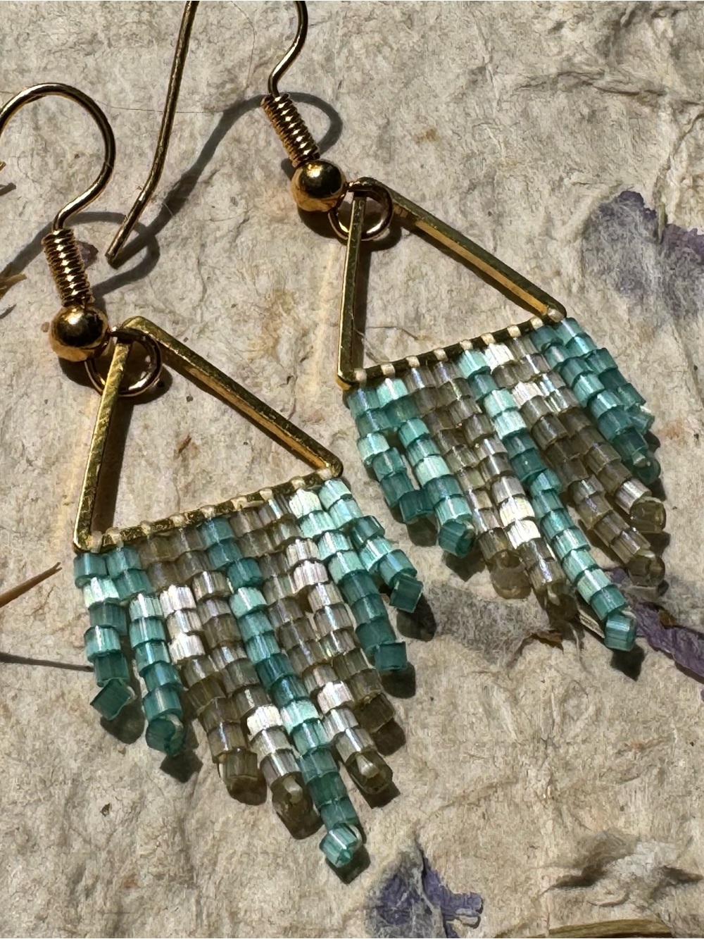 Sweet & sparkly Beaded Fringe lightweight handmade Earrings-Festival Jewelry